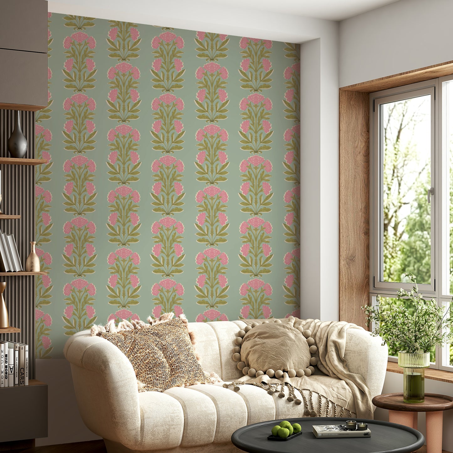 The floral shapes are a central focus of the image.

