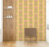 A wall mural of a floral pattern.

