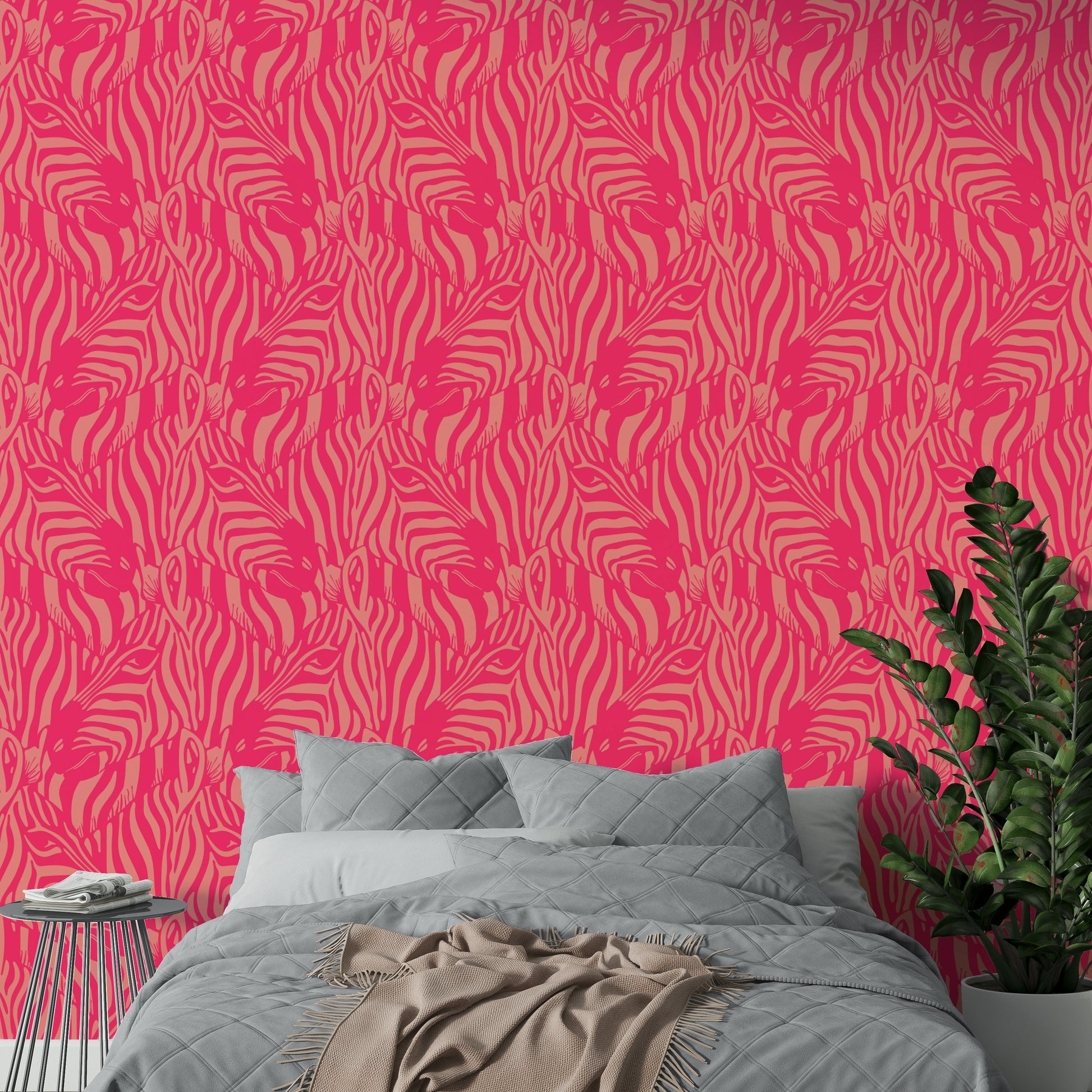 The colors are soft, muted tones of hot pink, blush, and peach.

