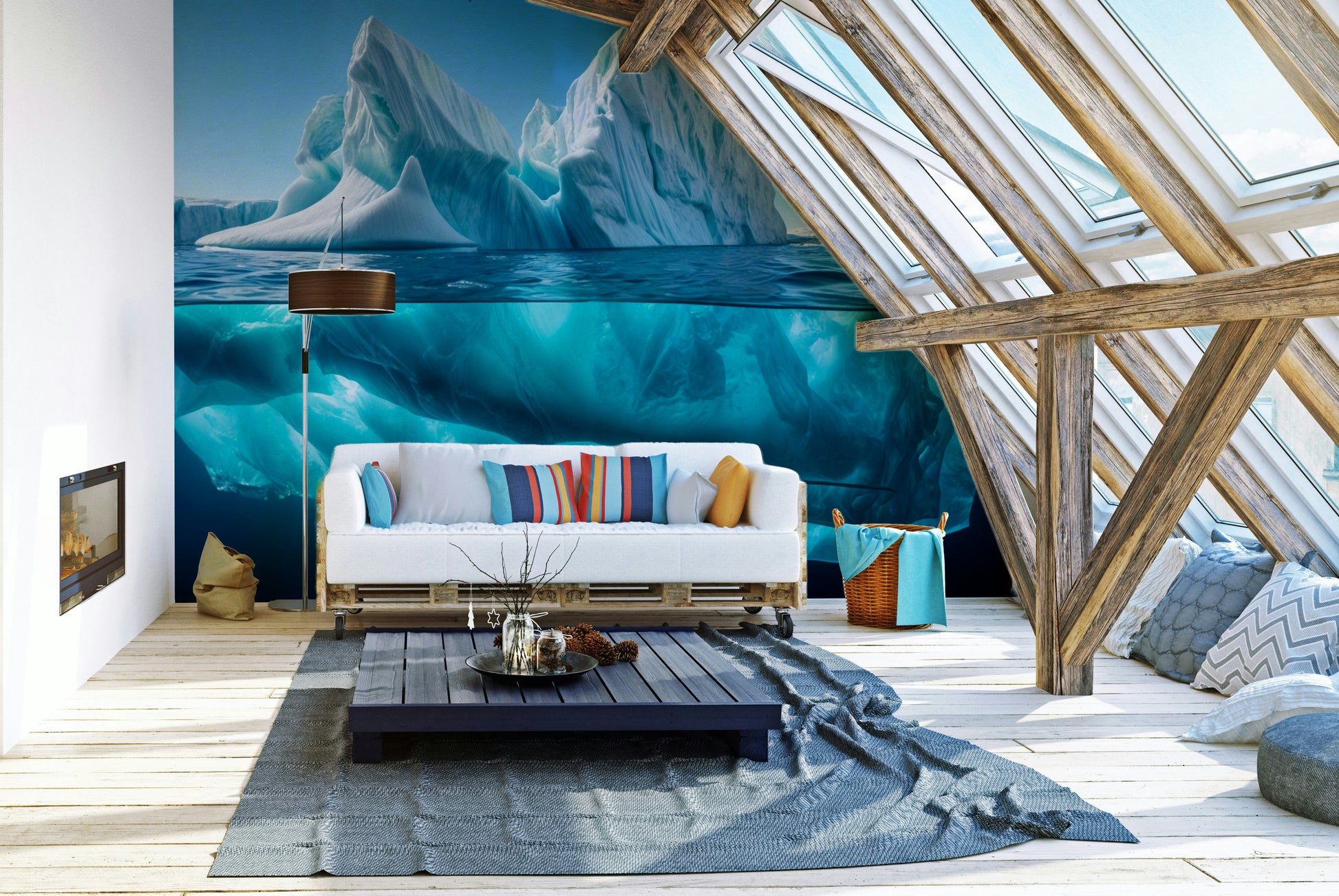 The abstract shapes are a central focus of the image.

