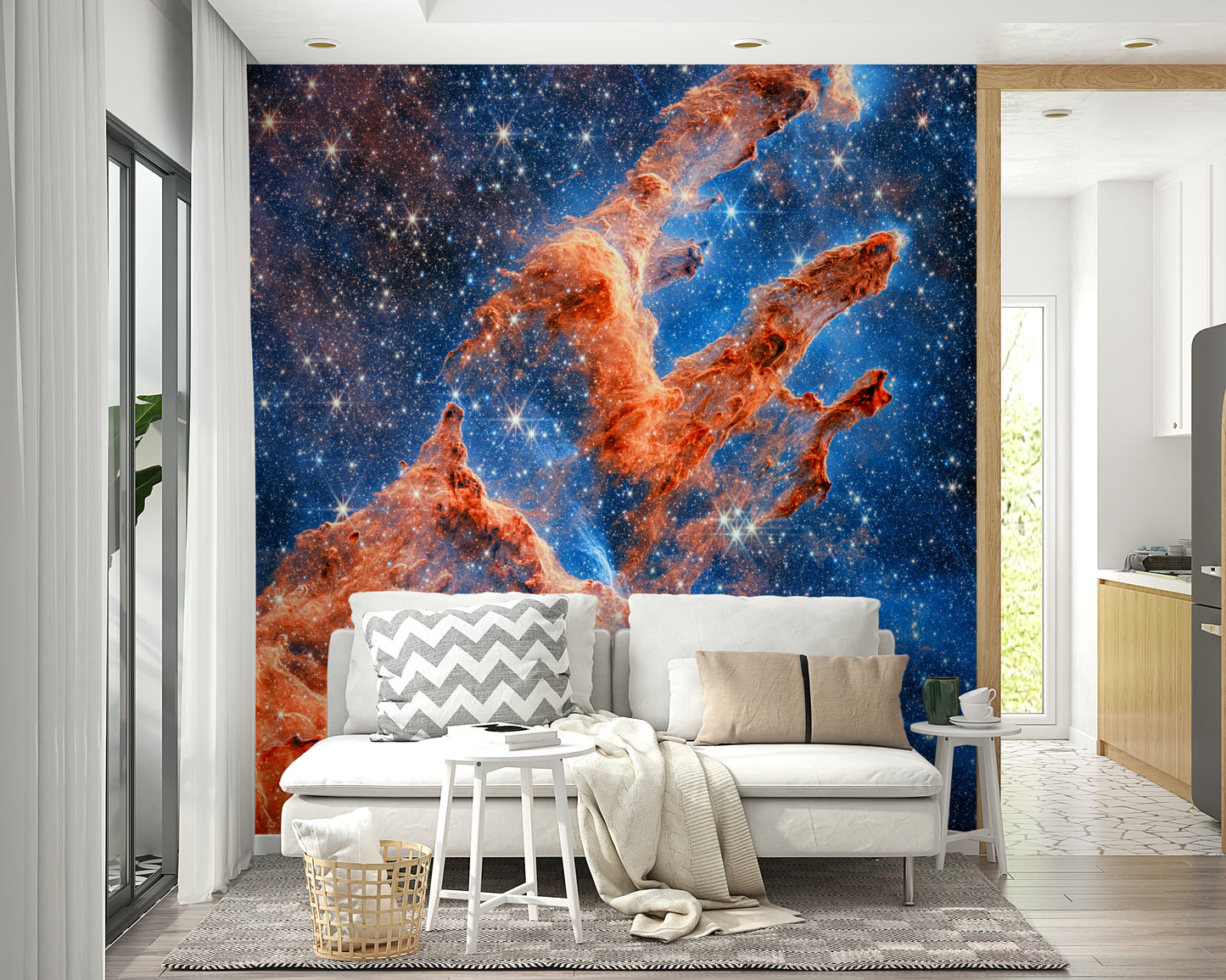 The colors are soft, muted tones of purple, blue, and black.

