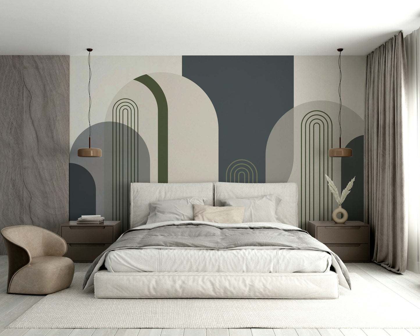 The composition is an abstract, geometric pattern.

