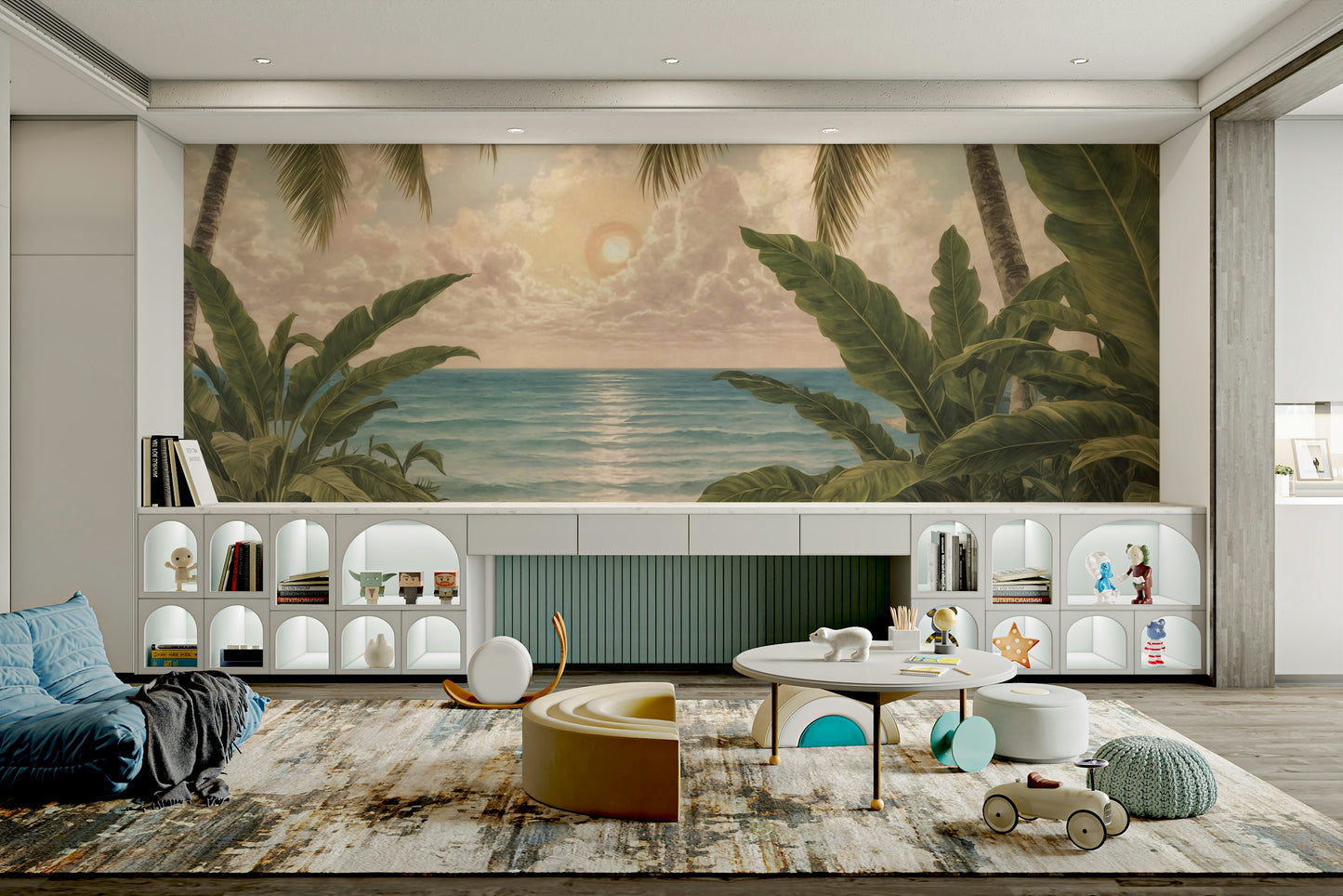 The abstract shapes are a central focus of the image.

