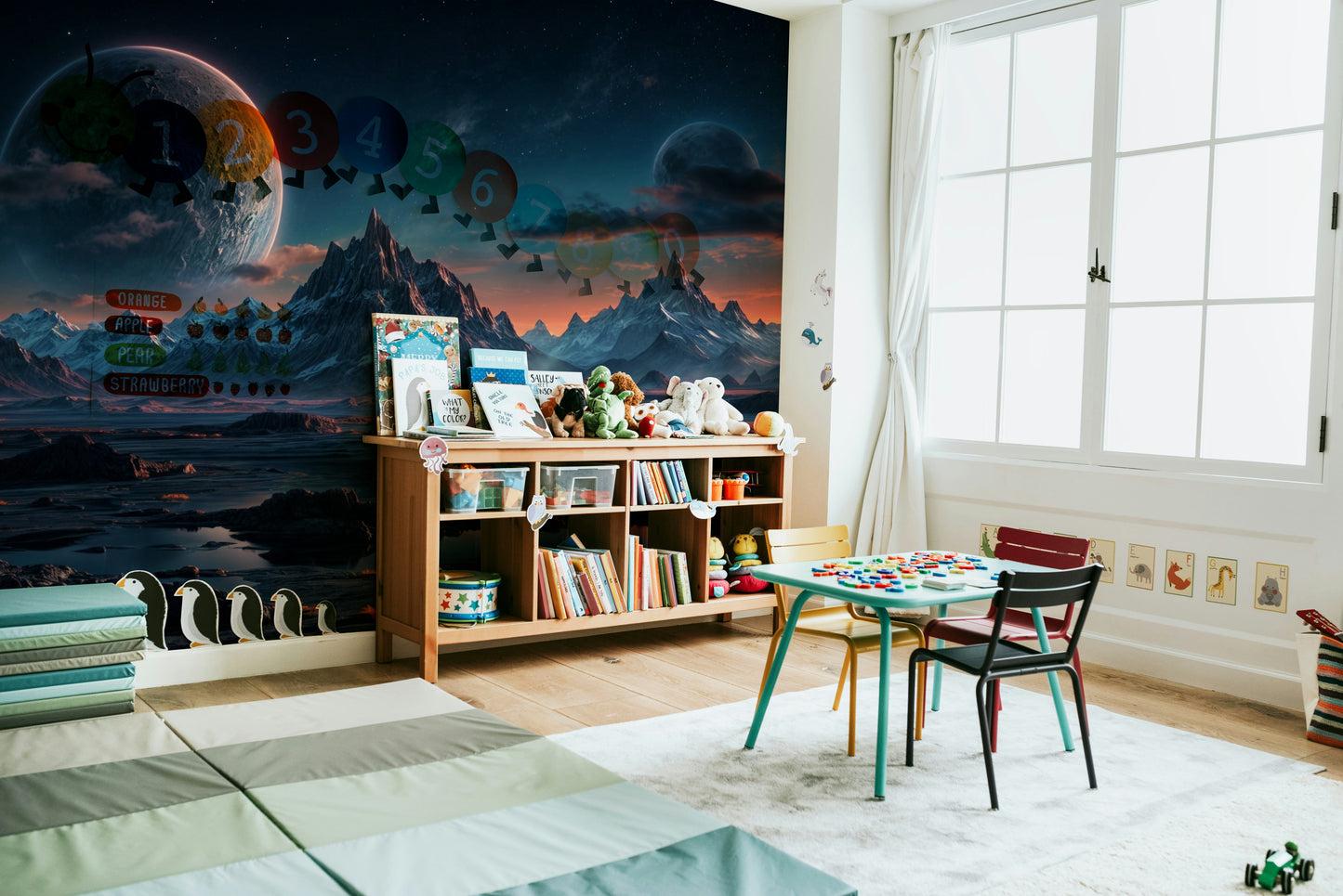 The image shows a peaceful, otherworldly scene with a horizon line.

