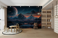 The colors are soft, muted tones of blue, beige, and white.

