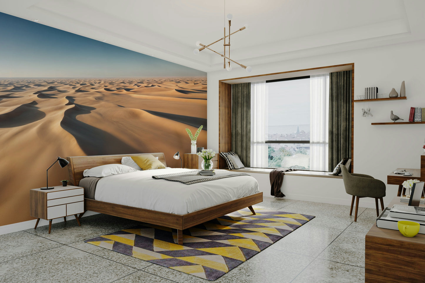 The colors are soft, muted tones of sand, brown, and pink.

