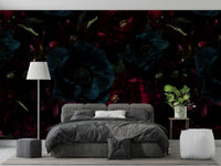 The colors are soft, muted tones of dark blue, purple, and gray.

