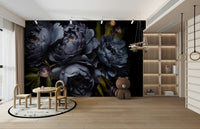 A wall mural of a peaceful floral pattern.

