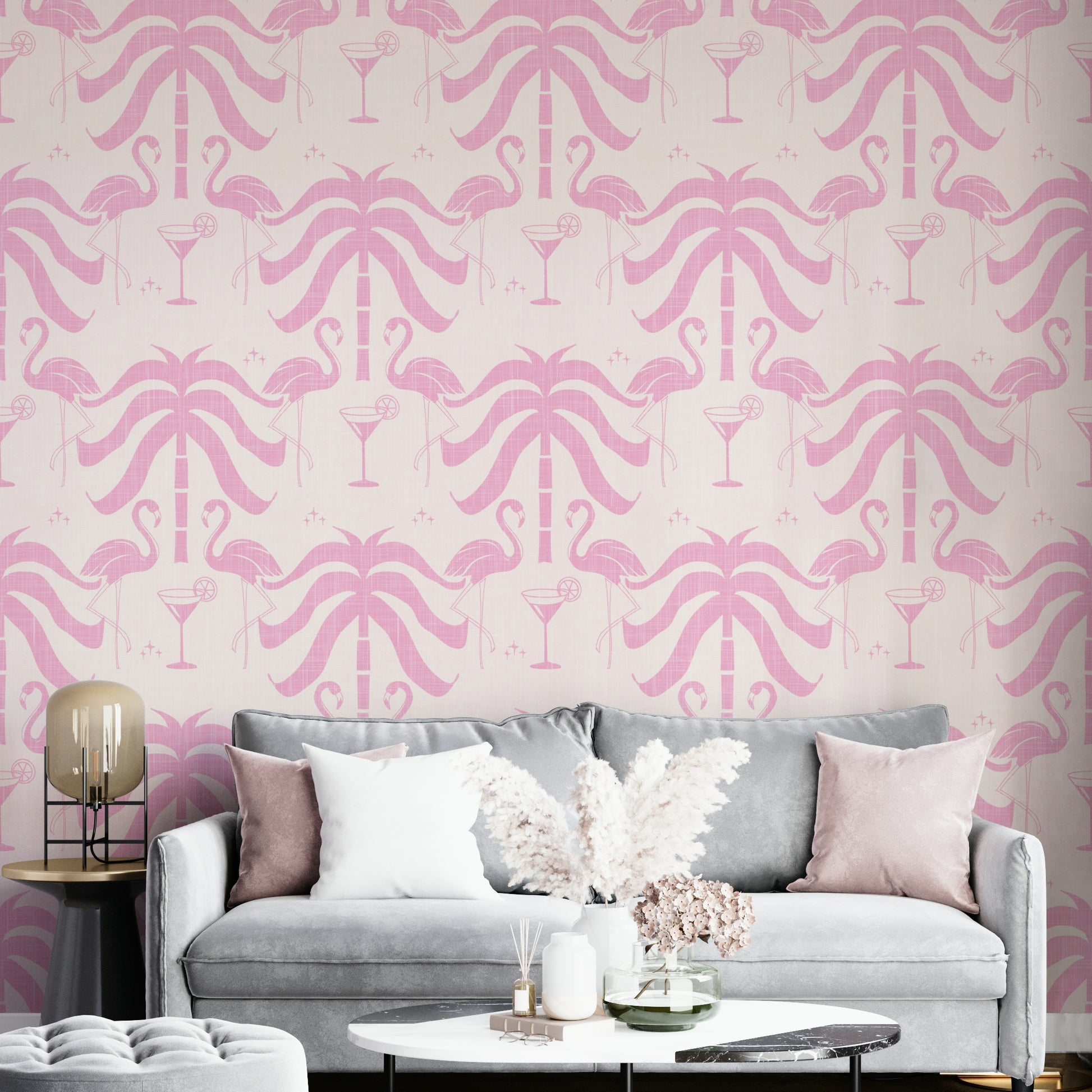 A wall mural of a peaceful botanical pattern.

