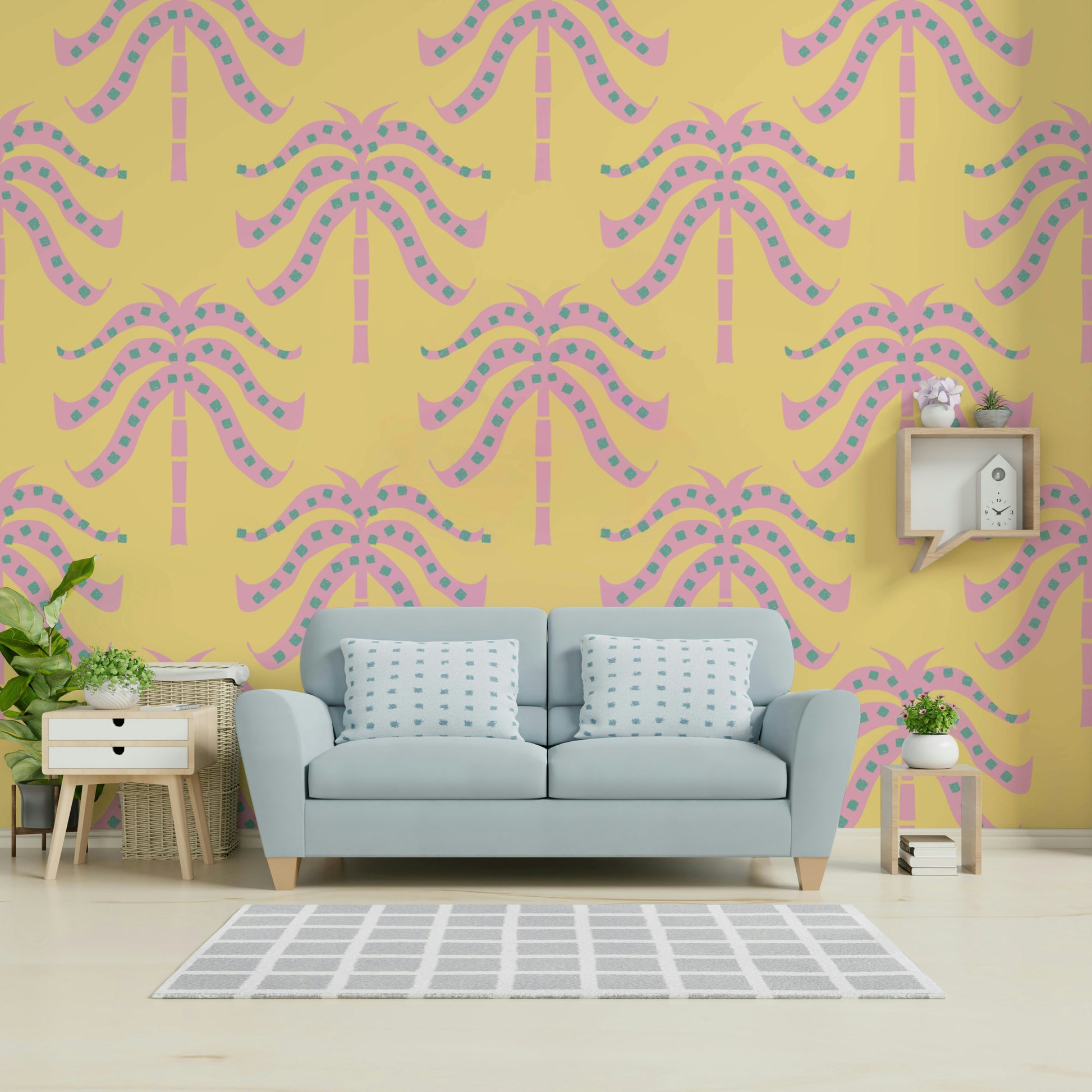 The colors are soft, muted tones of pink, white, and butter yellow.

