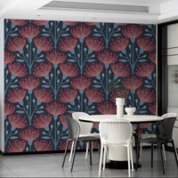 A wall mural of a peaceful botanical pattern.

