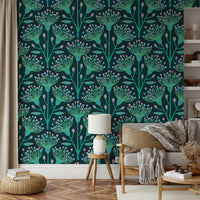 The image shows a peaceful, natural scene with eucalyptus leaves.

