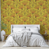 A wall mural of a peaceful botanical pattern.

