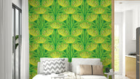 A wall mural of a peaceful botanical pattern.

