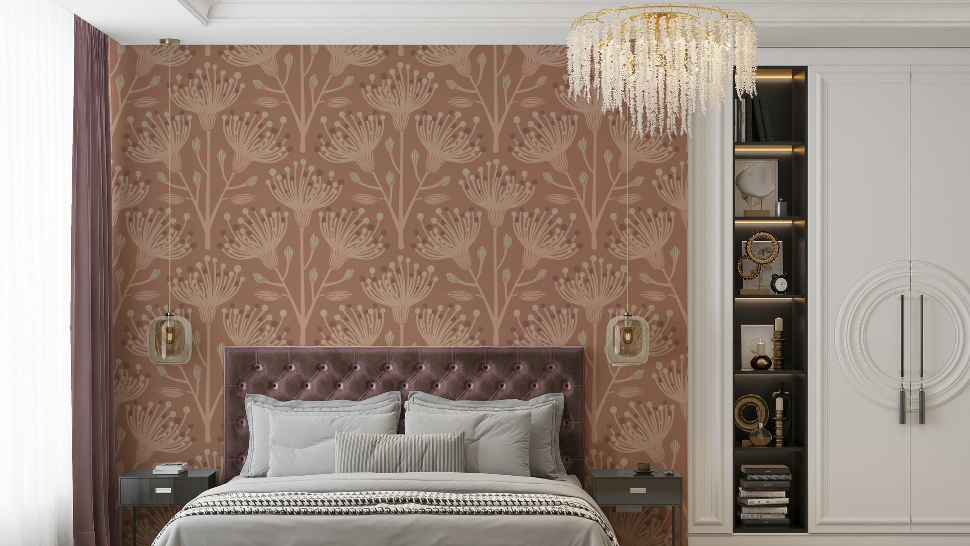 The image shows a peaceful, natural scene with eucalyptus leaves.

