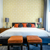 A wall mural featuring an elegant, abstract Art Deco pattern.

