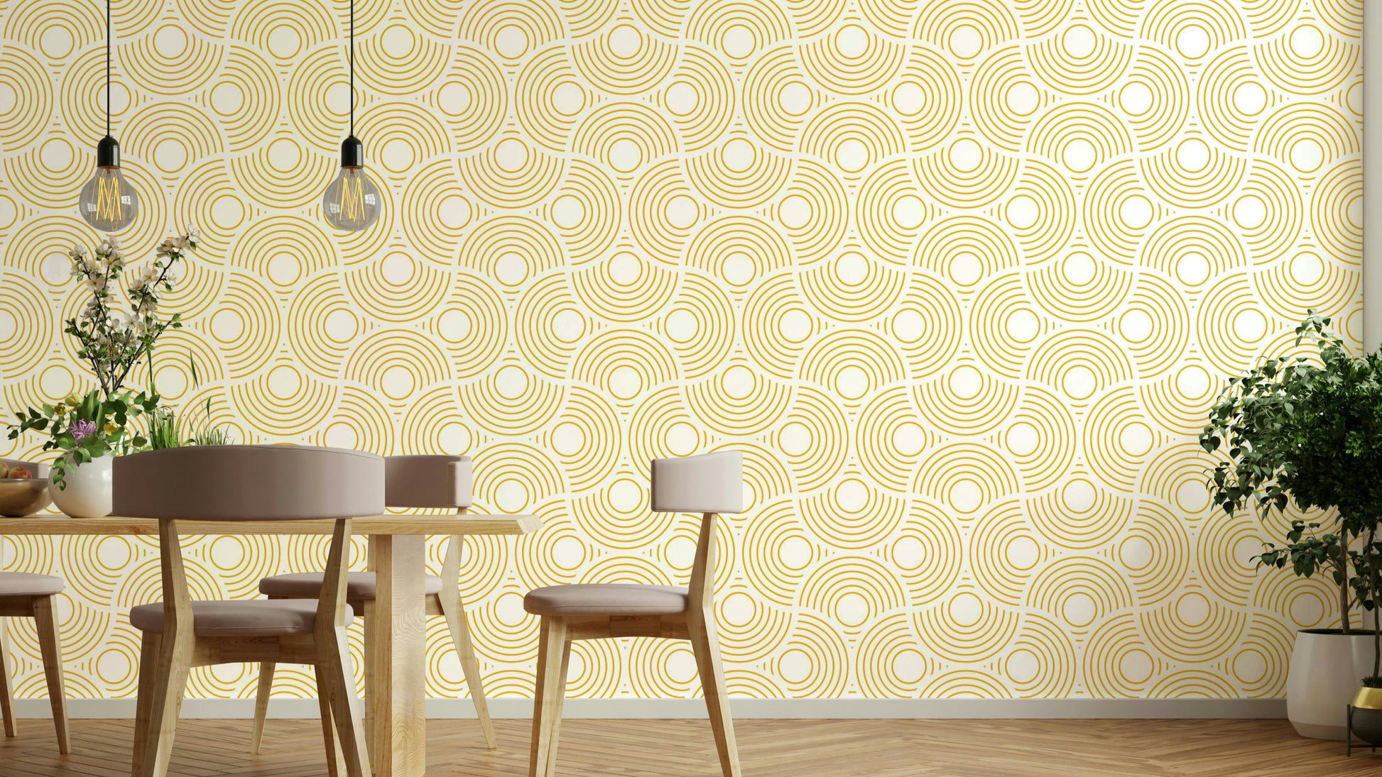 The room's lighting highlights the slight sheen of the gold color.

