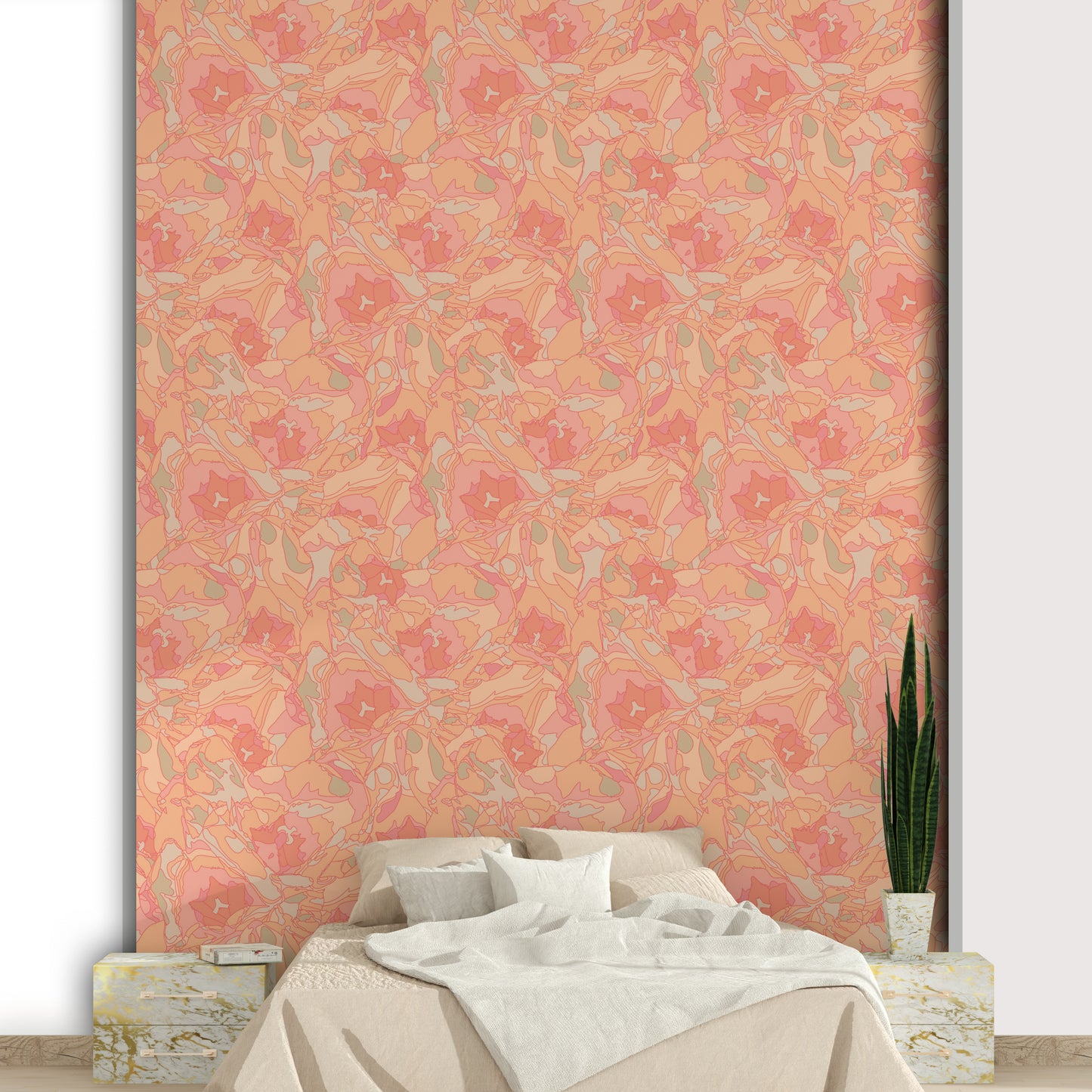 The colors are gentle and warm, including peach fuzz and pastel orange.

