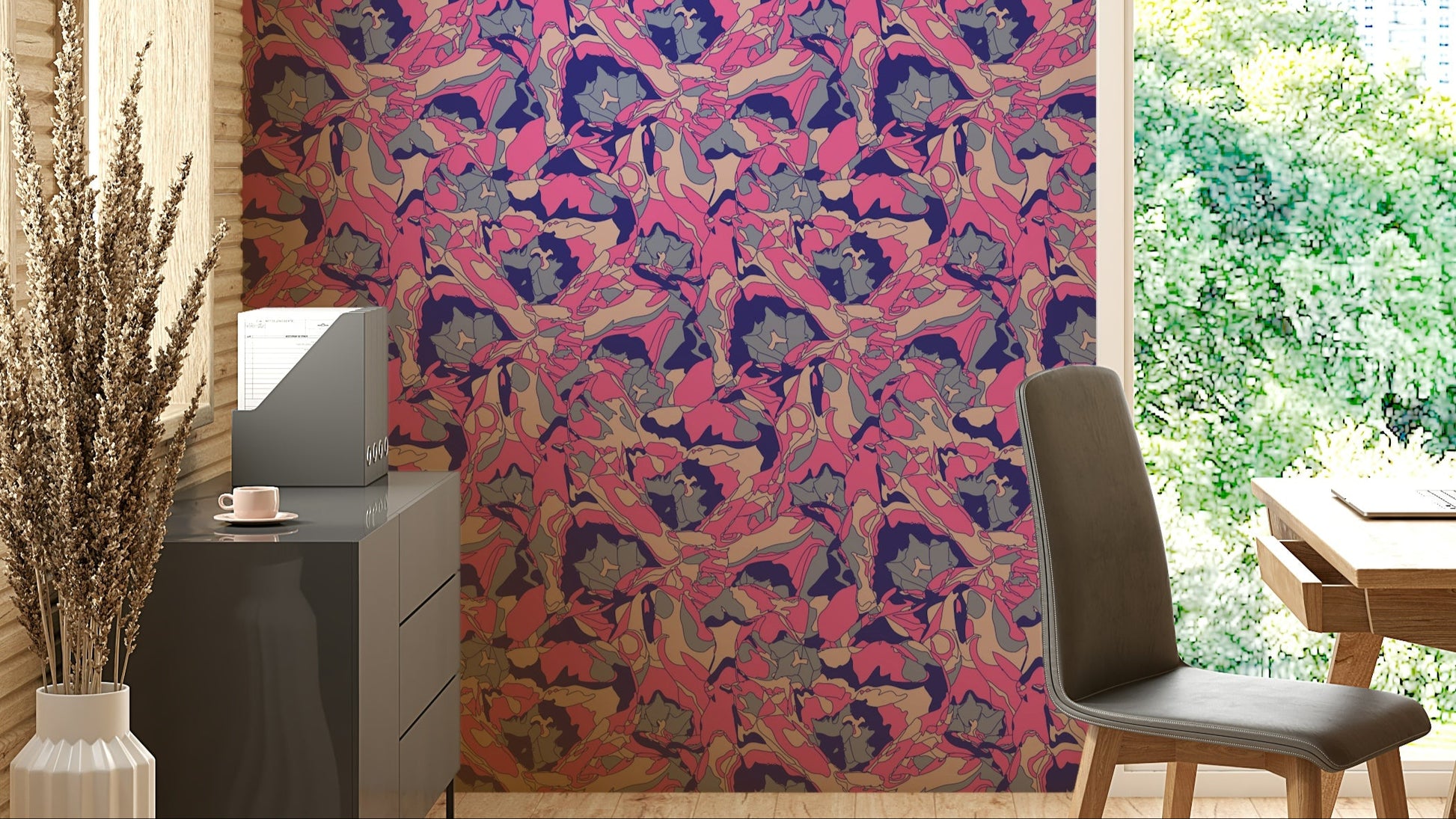 The design has a layered, graphic look with no sharp lines.

