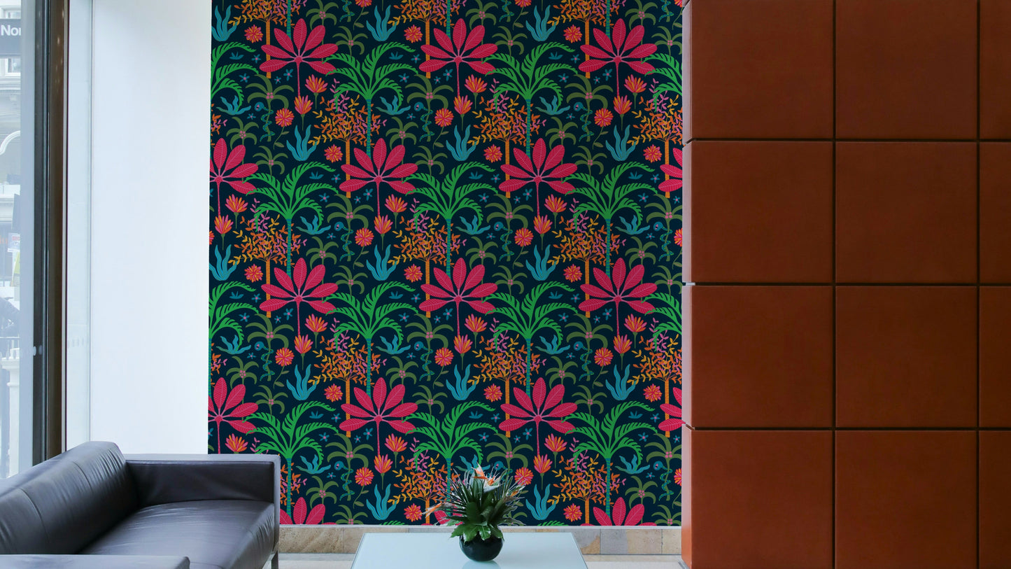 The design has a very fun and colorful effect on the space.

