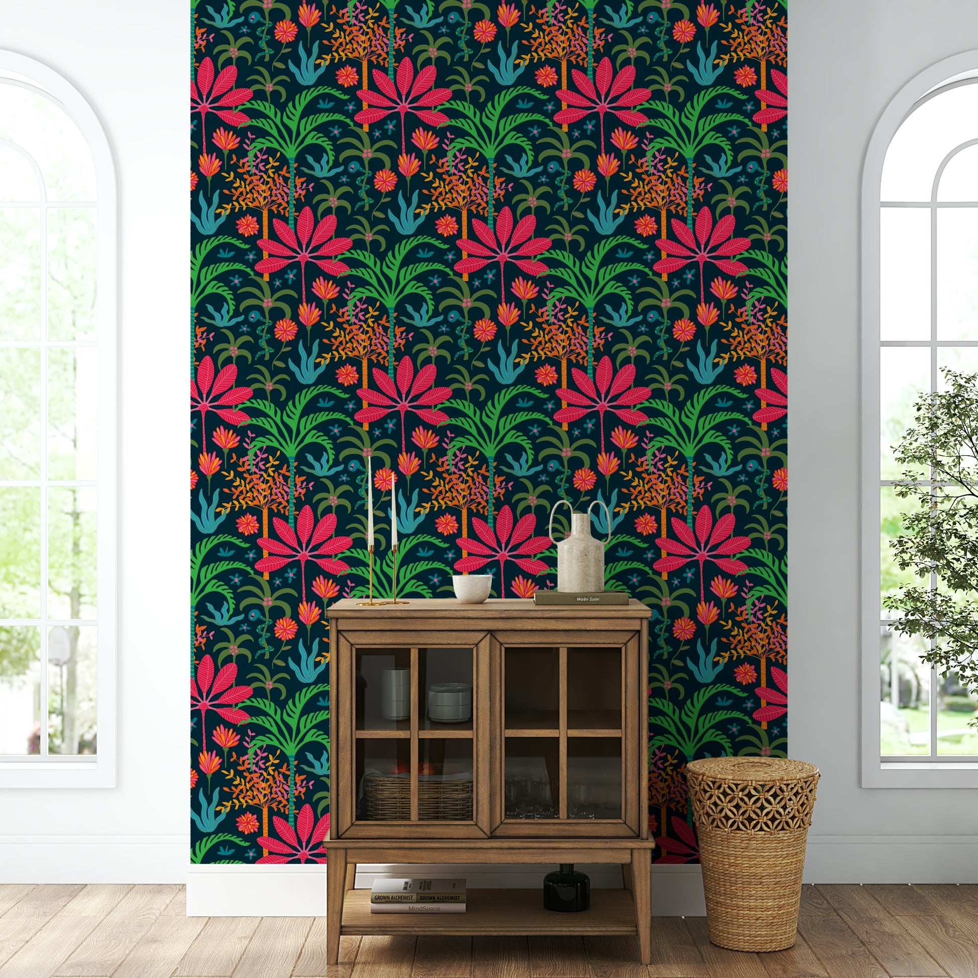 A close-up view shows the soft, blended details of the blossoms and leaves.

