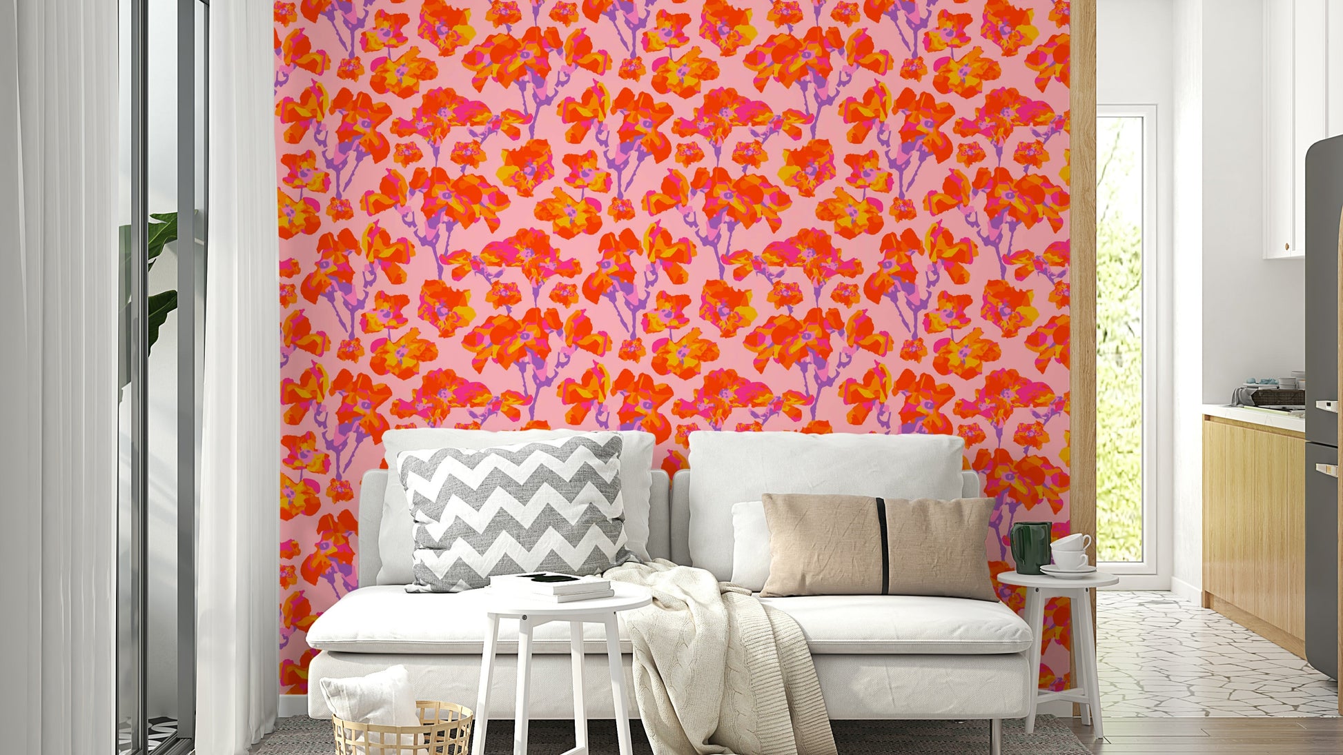 The design has a very fun and colorful effect on the space.


