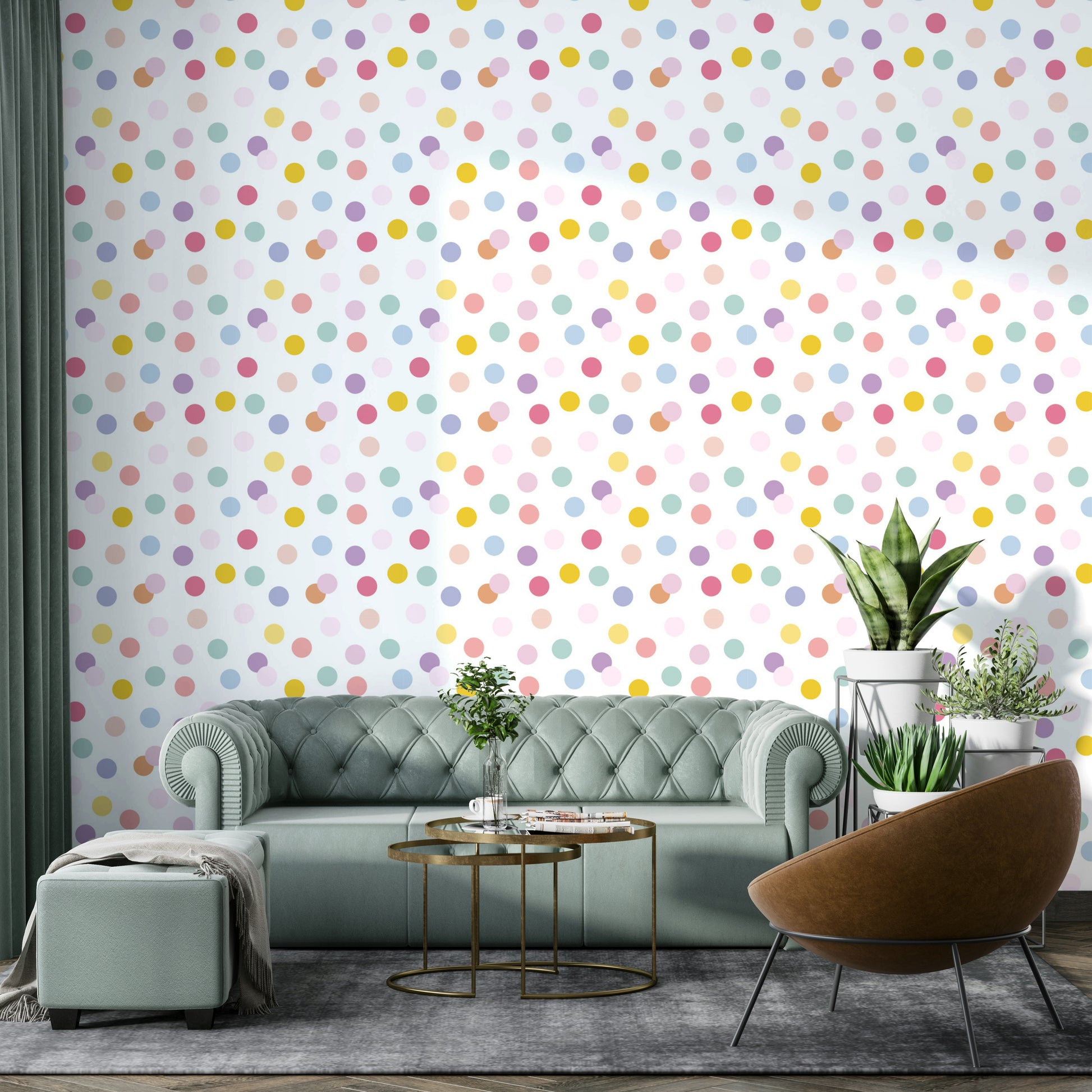 A wall mural of a peaceful dot pattern.

