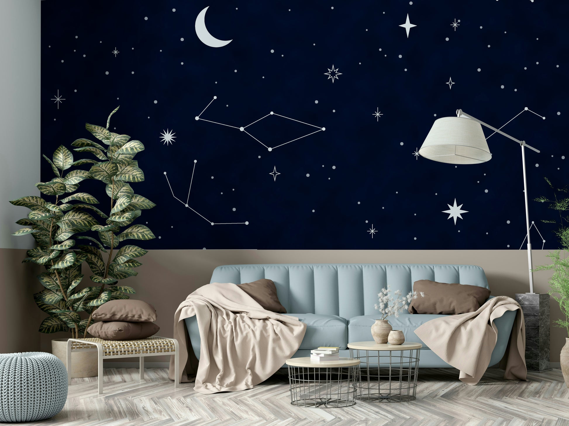 The stars and constellations are a central focus of the image.

