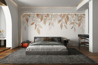 A wall mural of a peaceful falling foliage pattern.

