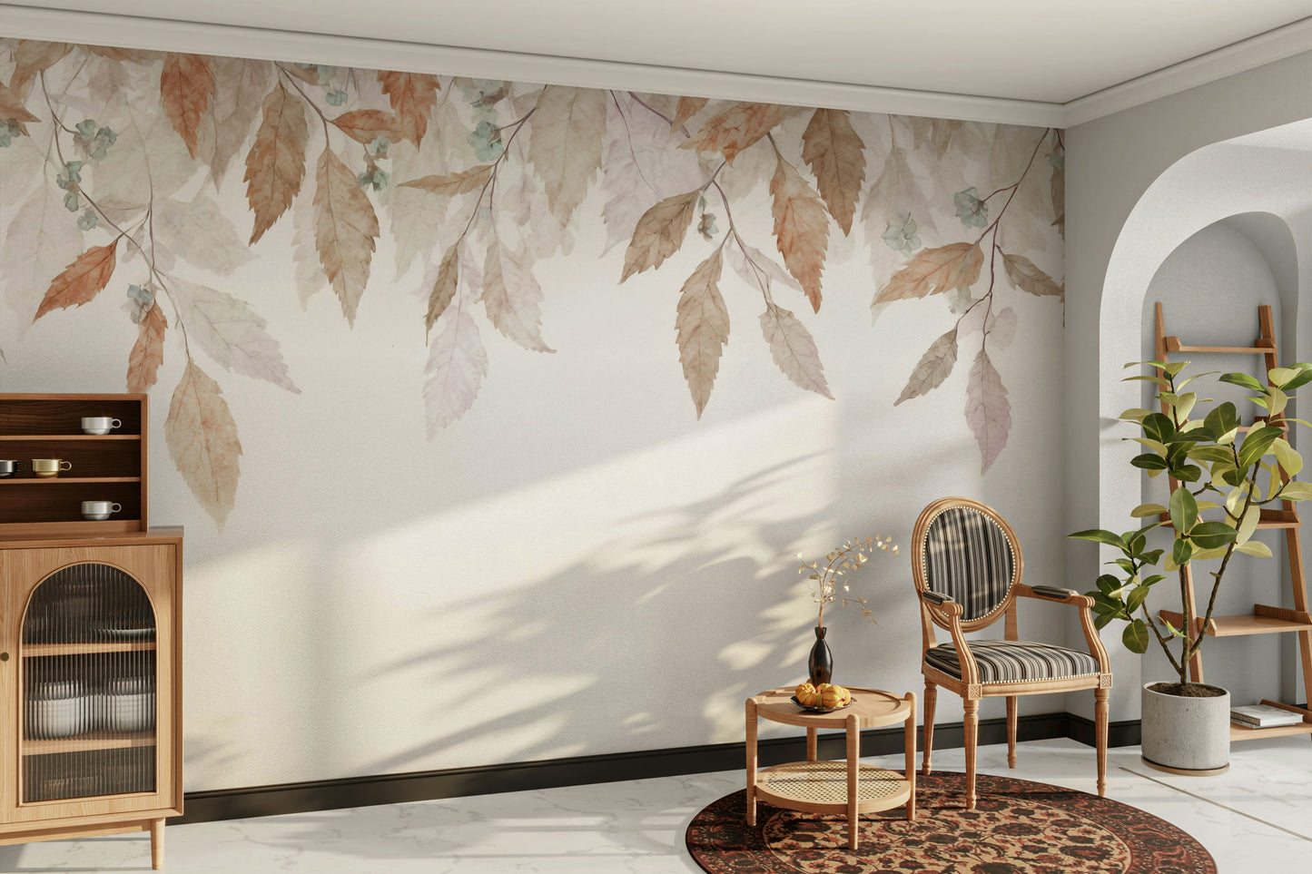 The image shows an artistic impression of a serene autumn scene.

