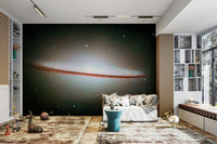 A wall mural of a peaceful celestial pattern.

