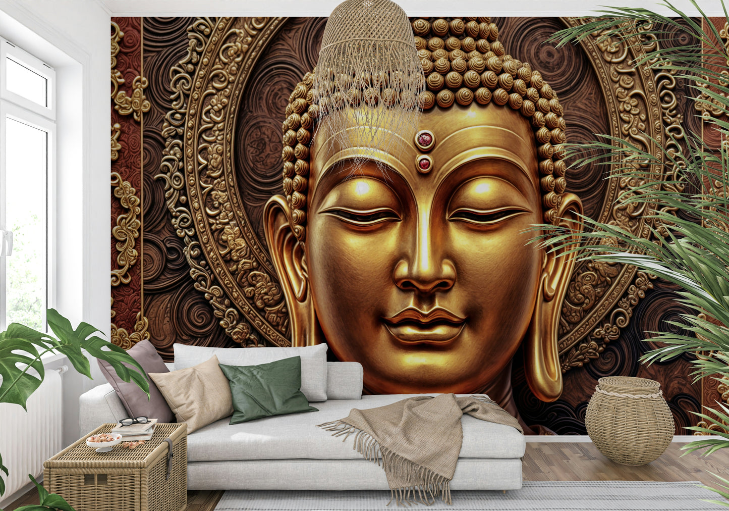 Golden Buddha's Gaze Wall Mural