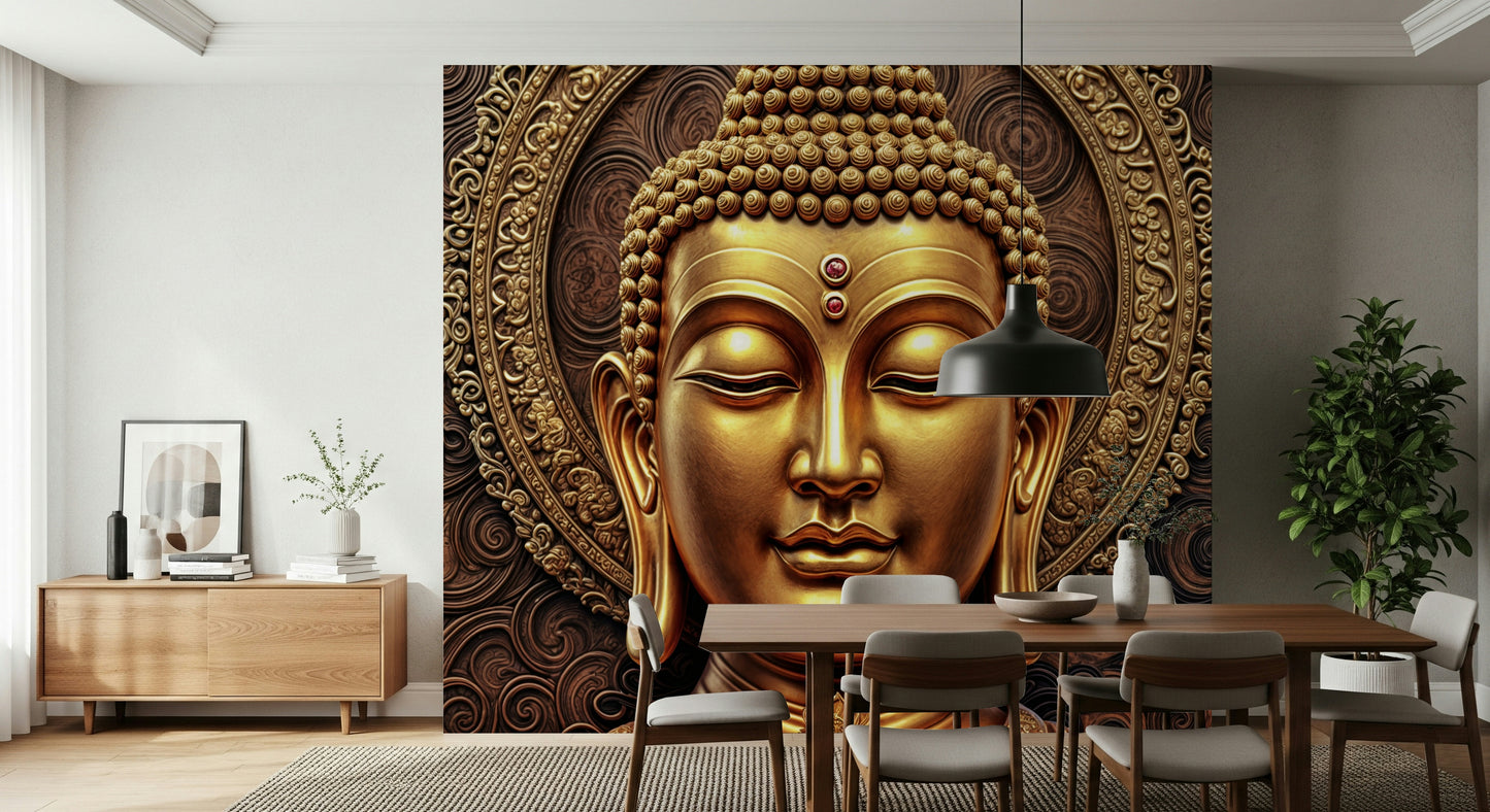 Golden Buddha's Gaze Wall Mural