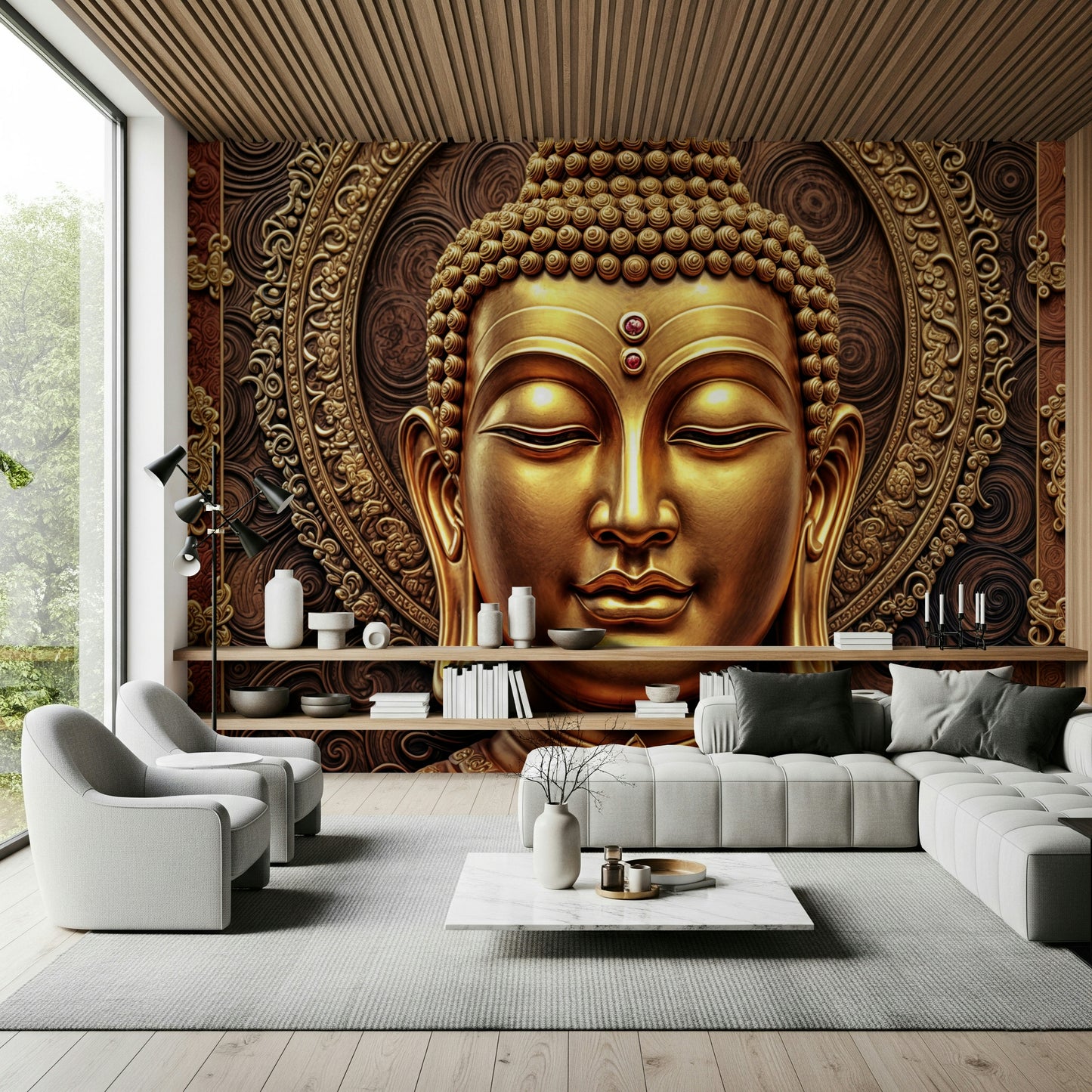 Golden Buddha's Gaze Wall Mural
