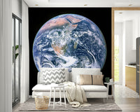 A full view of the planet Earth as seen from space.

