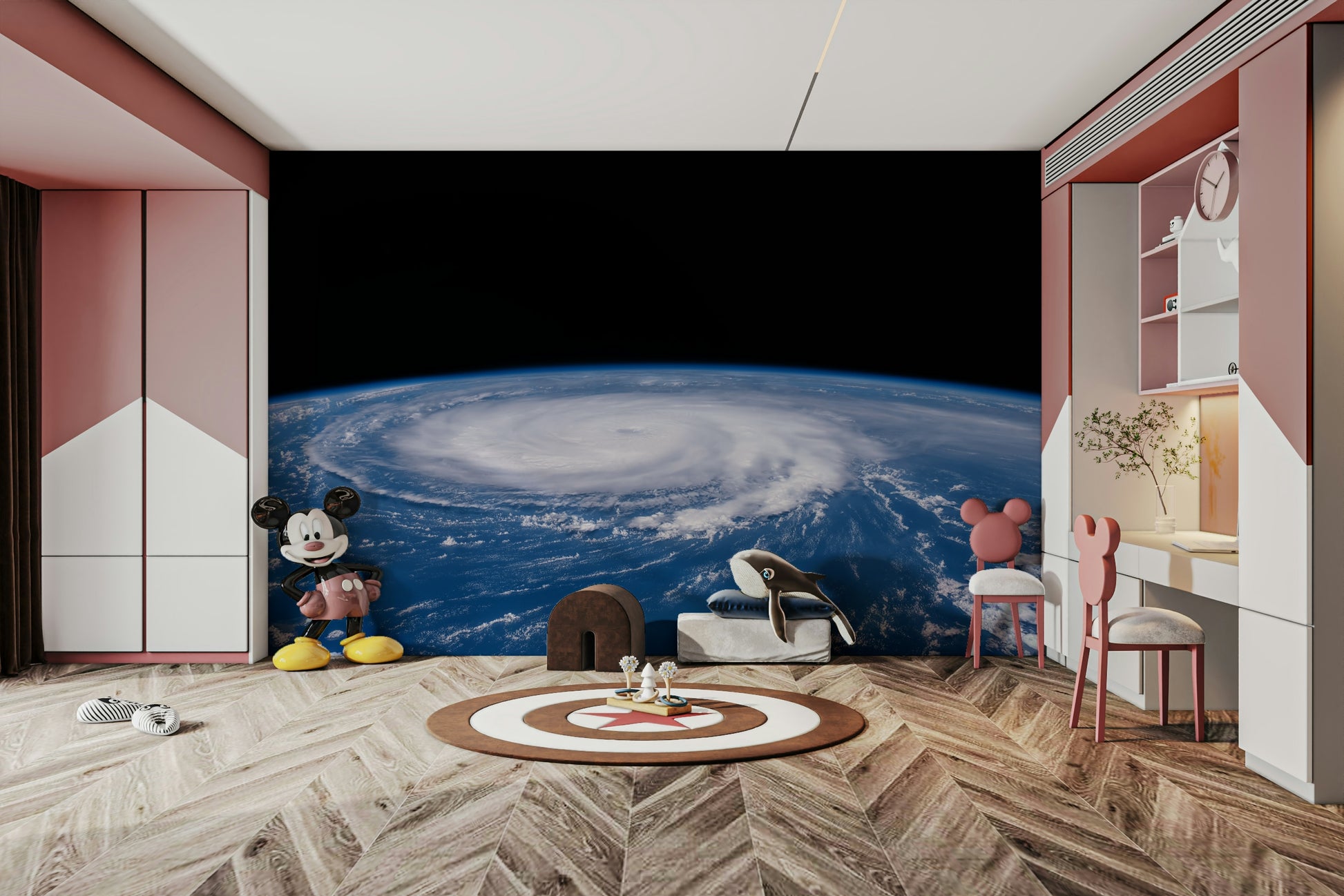 The clouds are shades of gray, white, and dark blue.

