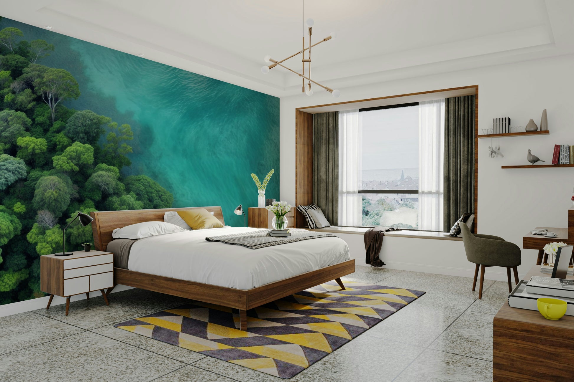 Some of the trees appear to be tall with full canopies.

