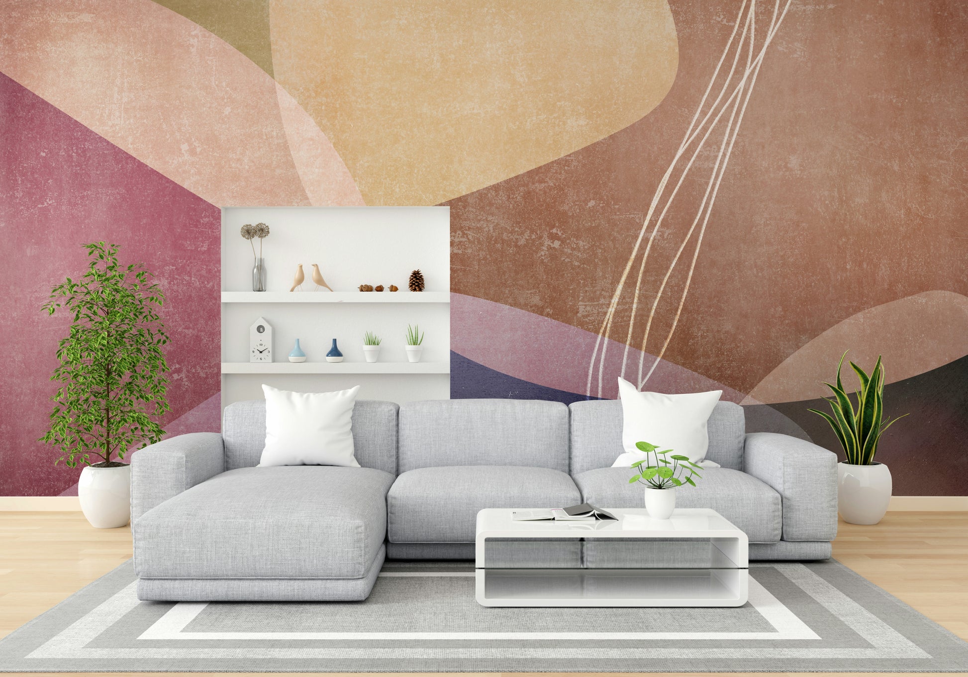 The shapes are large and take up most of the wall space.

