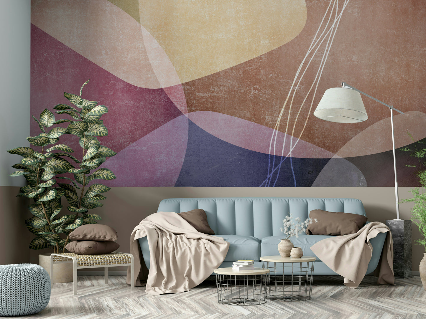 Organic Shapes Soft Tones Wall Mural