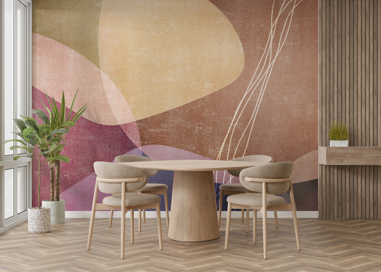 The shapes appear to overlap and flow into one another.

