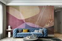 The shapes are in soft, muted colors like beige and sage green.

