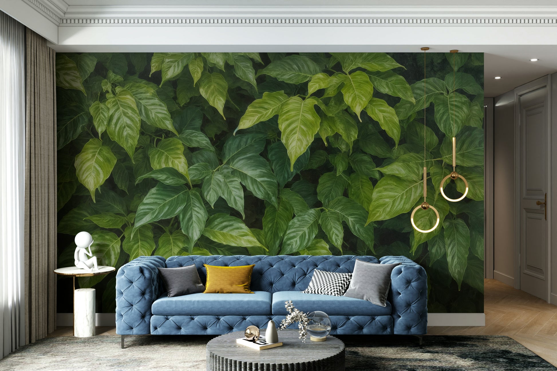 A narrow path disappears into the thick foliage.

