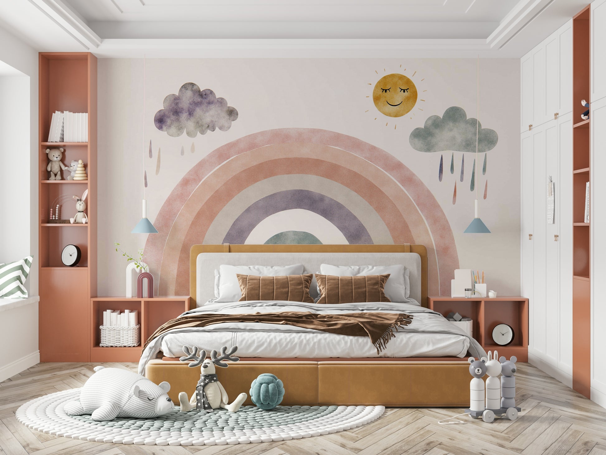 A vibrant rainbow with red, orange, yellow, green, blue, and purple stripes.

