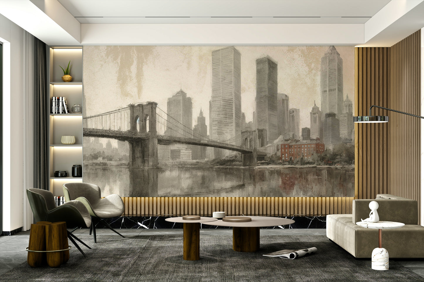 The colors are a mix of deep blues, blacks, and soft oranges from the sky.
