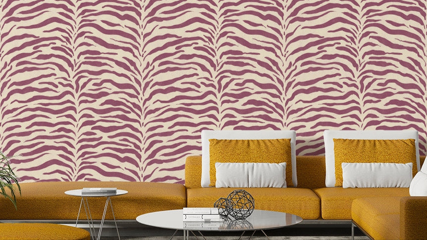 A wall mural featuring a classic, abstract zebra pattern.

