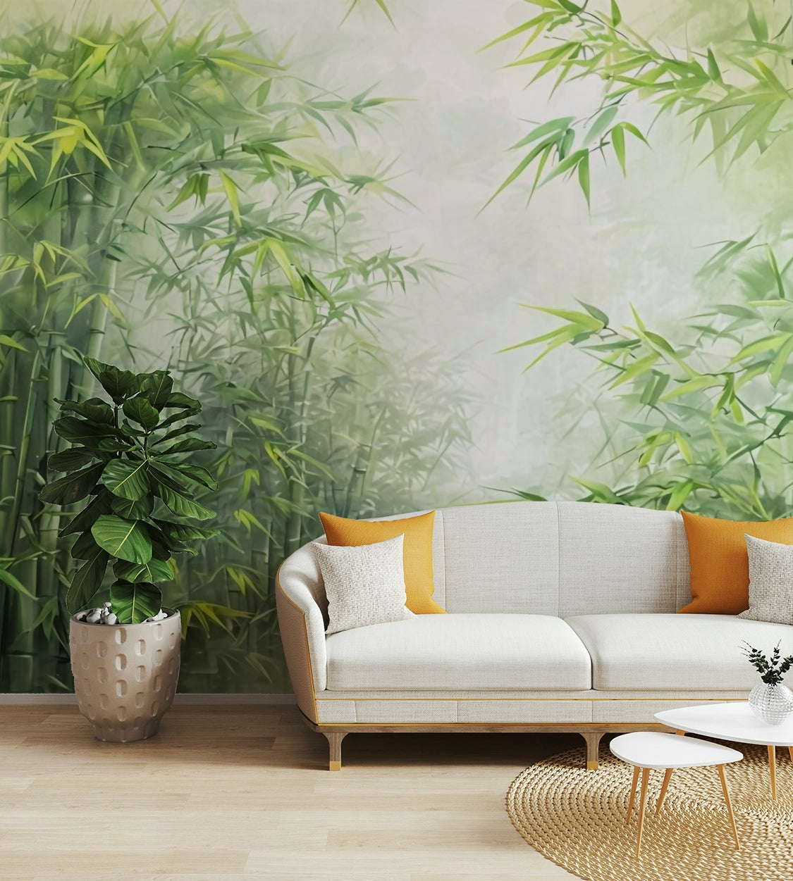 The ground is covered in moss or soft earth.
