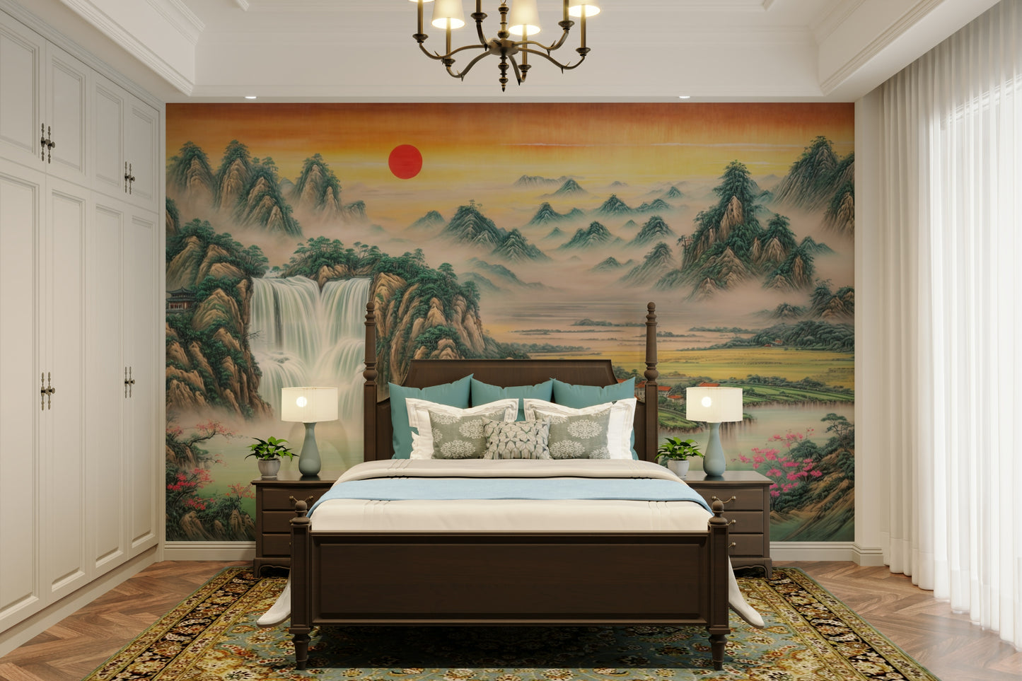 The sunlight is casting a gentle glow over the entire scene.
