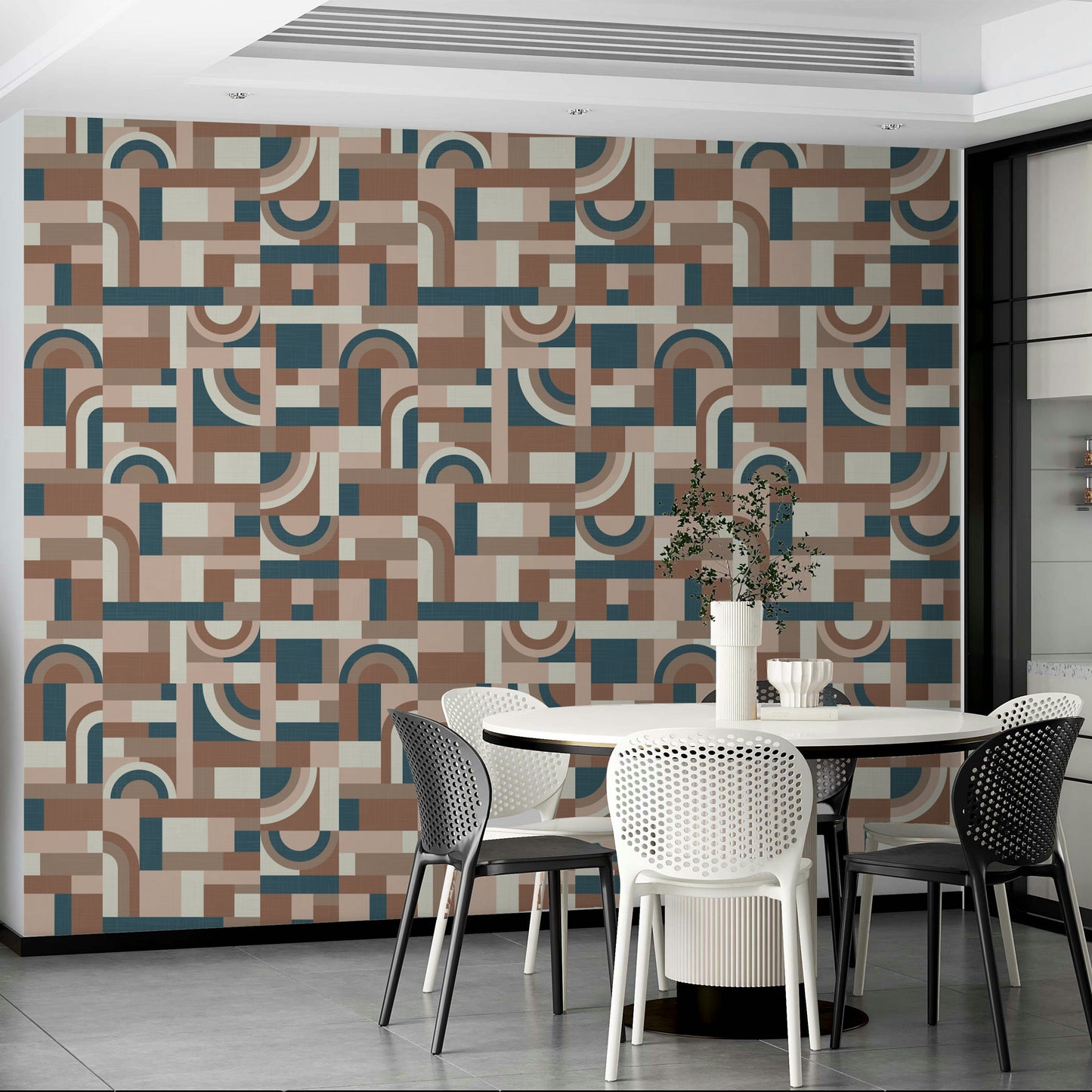 A wall mural featuring a soft, abstract pattern with a flowing, harmonious feel.

