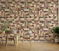 The mural extends across the entire wall, creating a clean backdrop.

