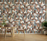 A wall mural featuring a soft, abstract pattern with a flowing, harmonious feel.

